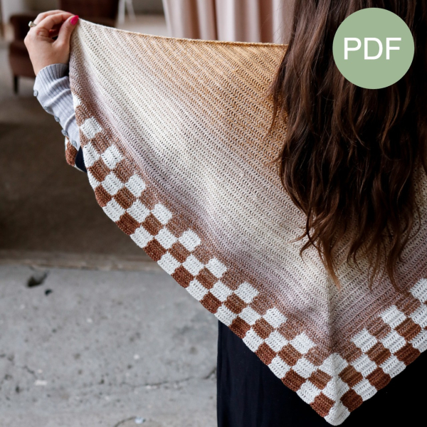 Blokrand sjaal PDF Patroon